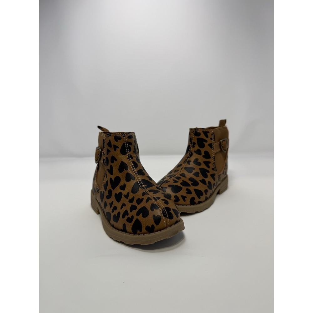 Carter's Toddler Girls Brown/Black Heart Leopard Print Boots Shoes Size 7